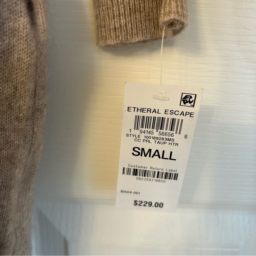 Charter Club Tie-Waist Longline 100% Cashmere Cardigan in Pearl Taupe Heather S - Picture 8 of 9